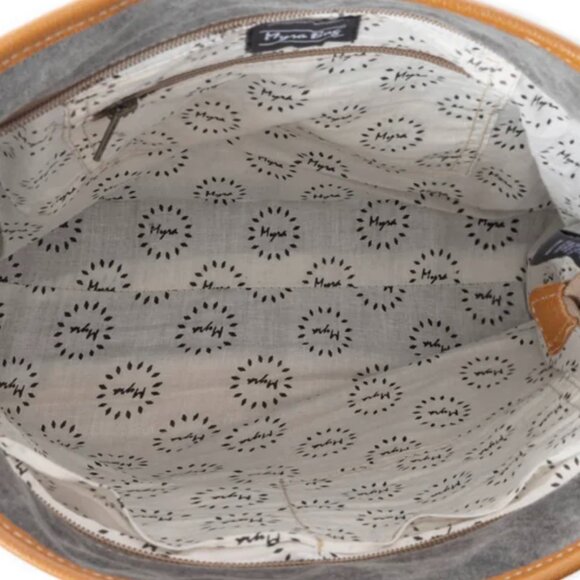 Myra Bag Genuine Leather Cotton Rug and Canvas "Purpose" Shoulder Bag - NEW - Picture 9 of 9